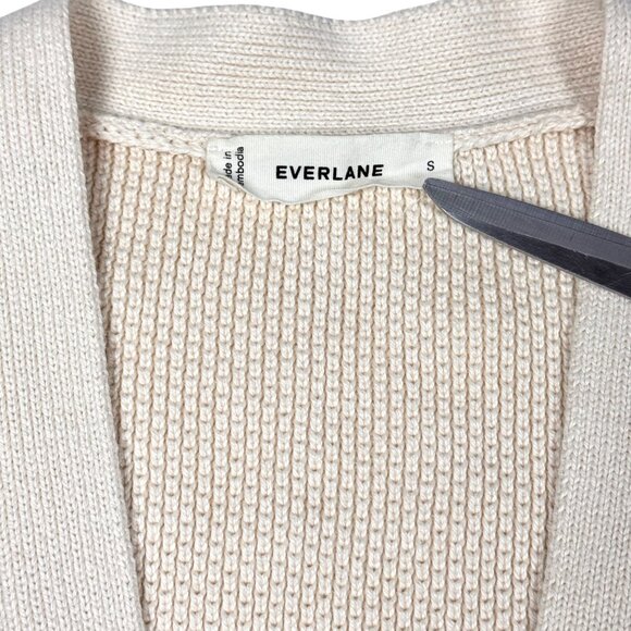 Everlane Cotton Honeycomb Cardigan SZ S Ivory Oversized Textured Minimalist - Picture 5 of 12